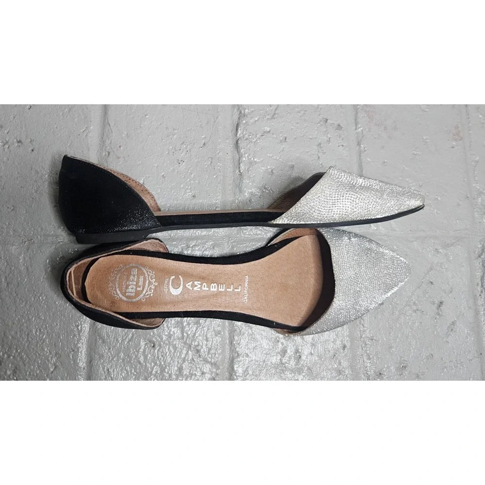 Jeffrey Campbell Women's Flat Size 8 Silver Black‎ Slip On Pointed Toe Shoes